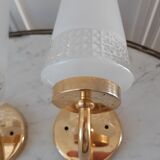 Pair of glass and gilded metal sconces 50s