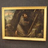 Tableau religieux italien Saint François du 18ème siècle