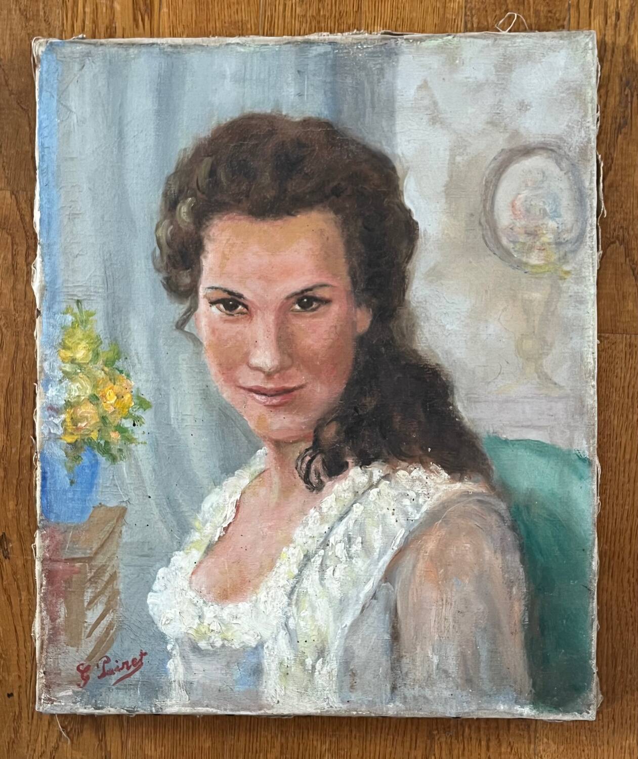 Tableau : huile sur toile - Portrait de femme