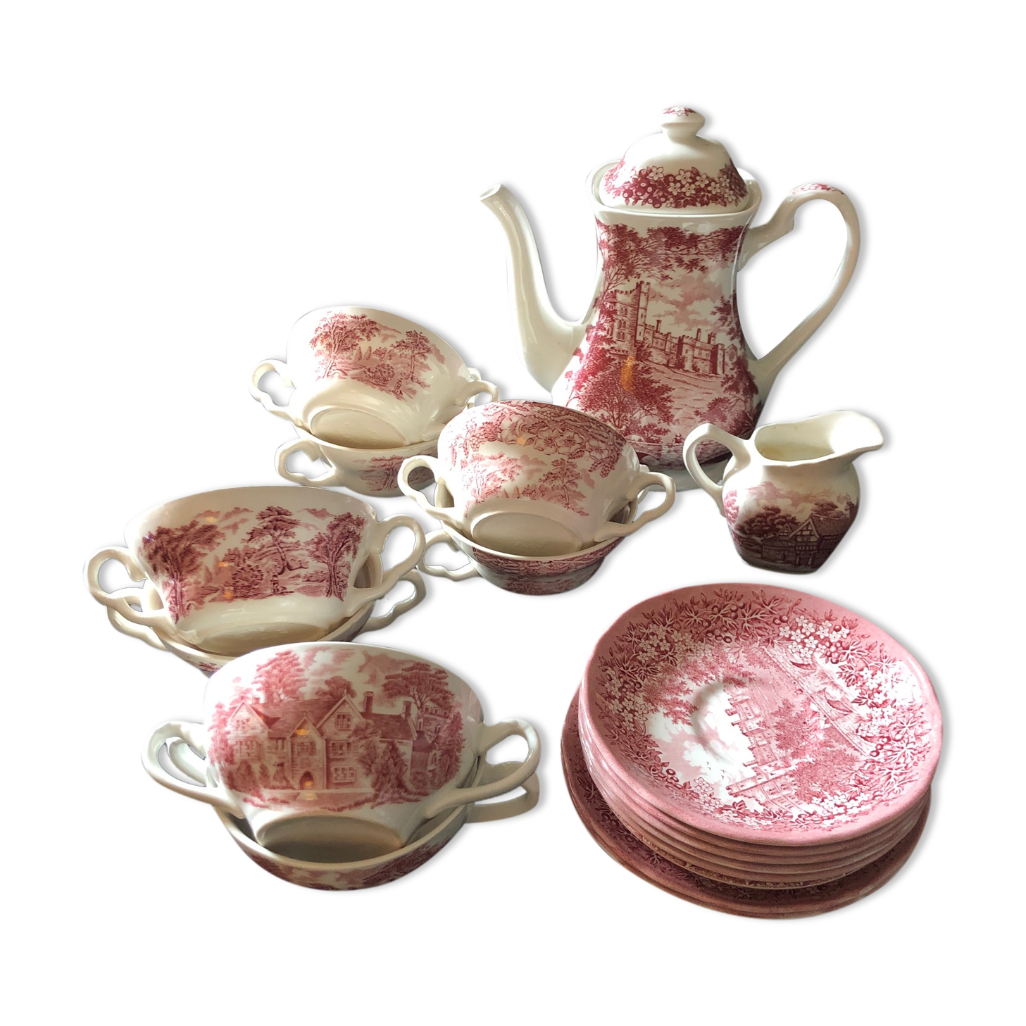 pink English tea service