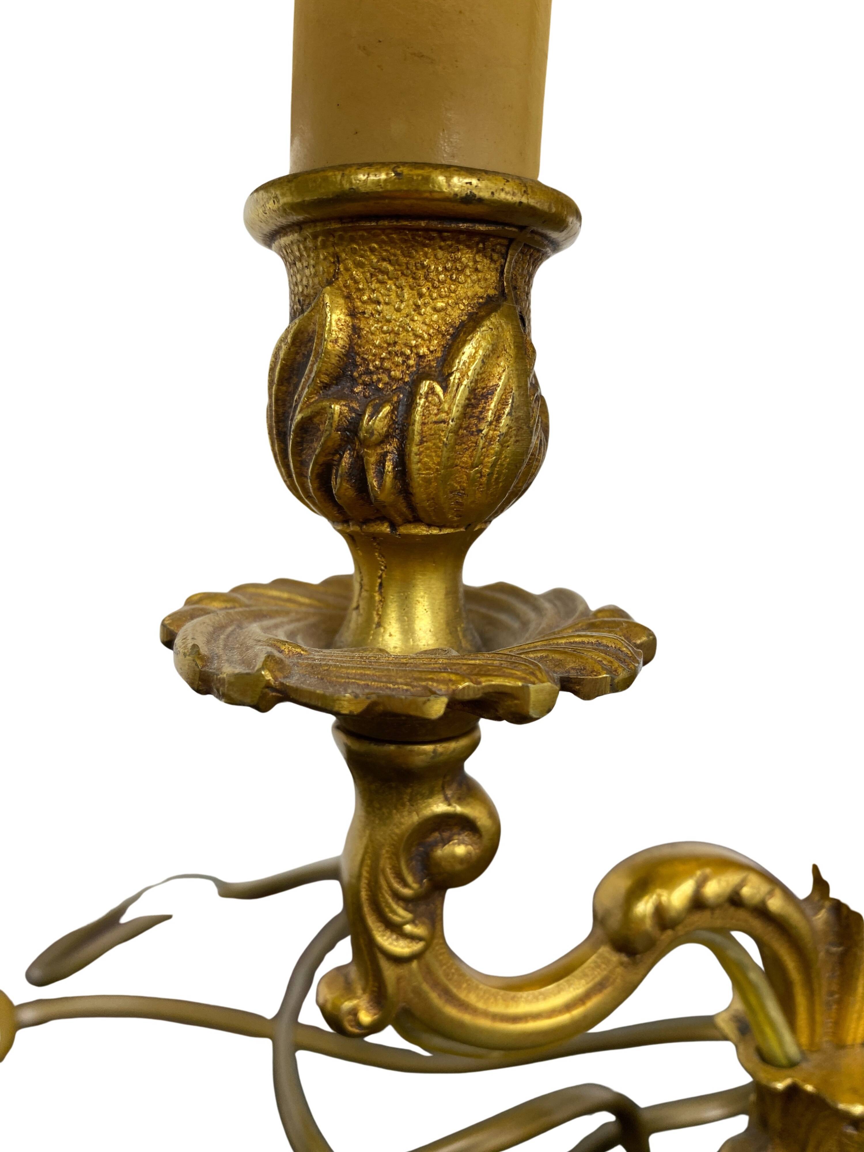 Neoclassical gilt bronze bouillote lamp, 19th century