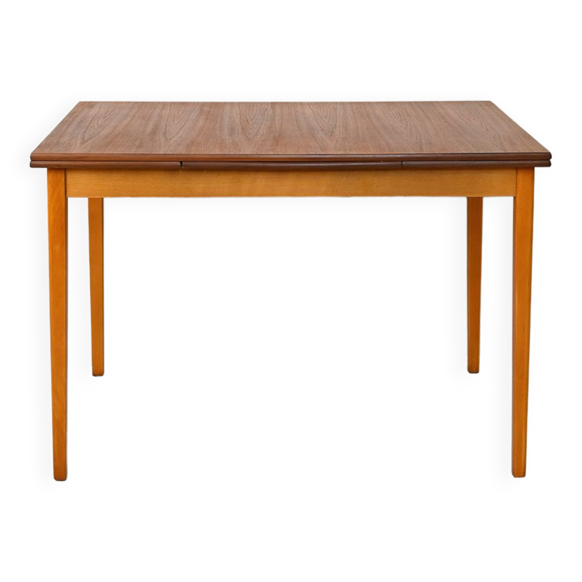 Scandinavian table with sliding panels.