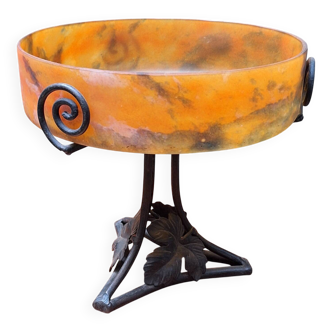 Glass and wrought iron fruit bowl