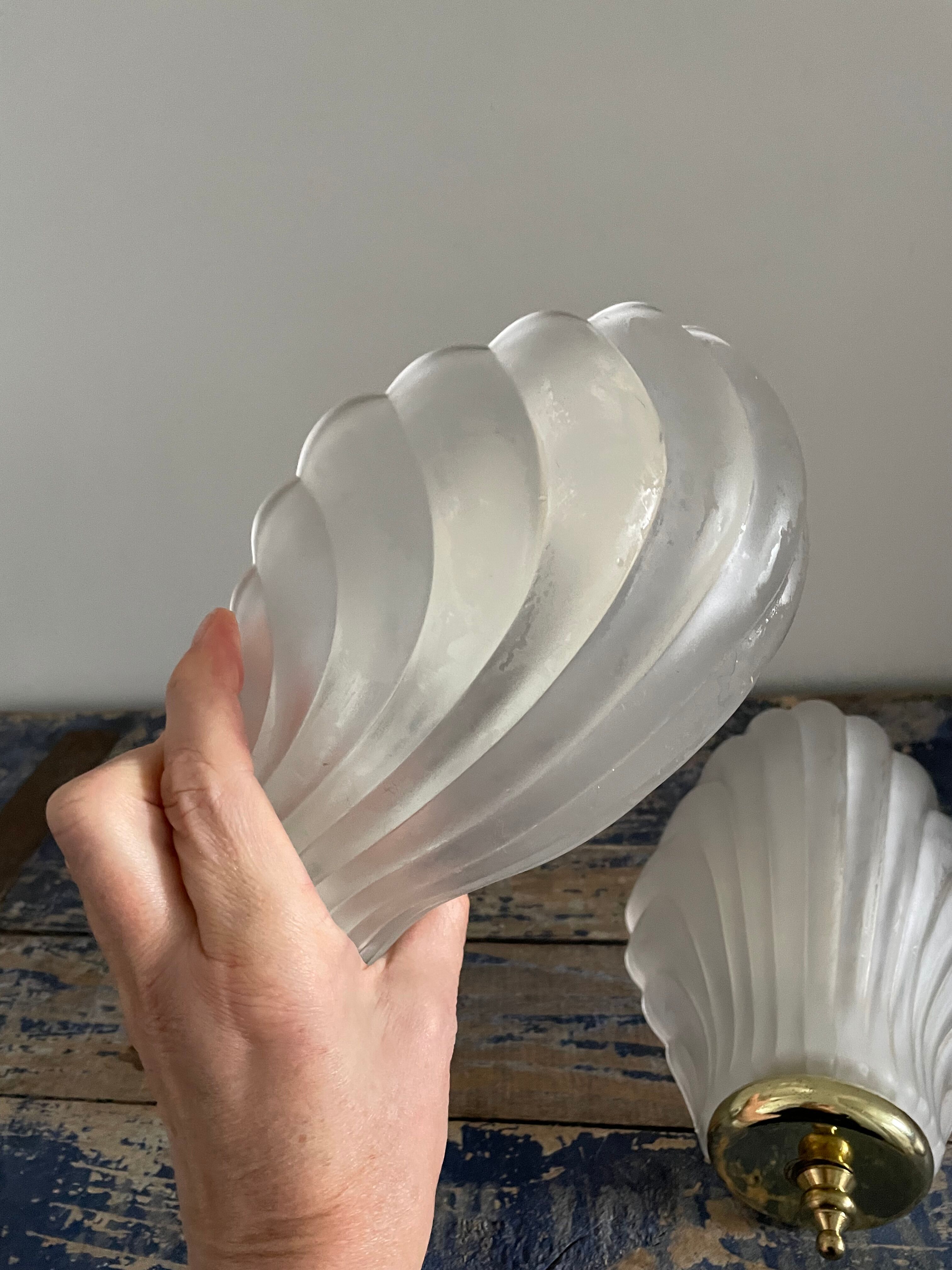 Pair of shell appliques or glass paste shells