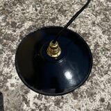 Suspension vintage en tôle émaillée verte et noire déco rétro fermé