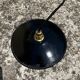 Vintage pendant light in green and black enamelled sheet metal, retro decor, closed