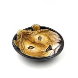 Mid-century lion ceramic plate / vide poche, Italy 1970s