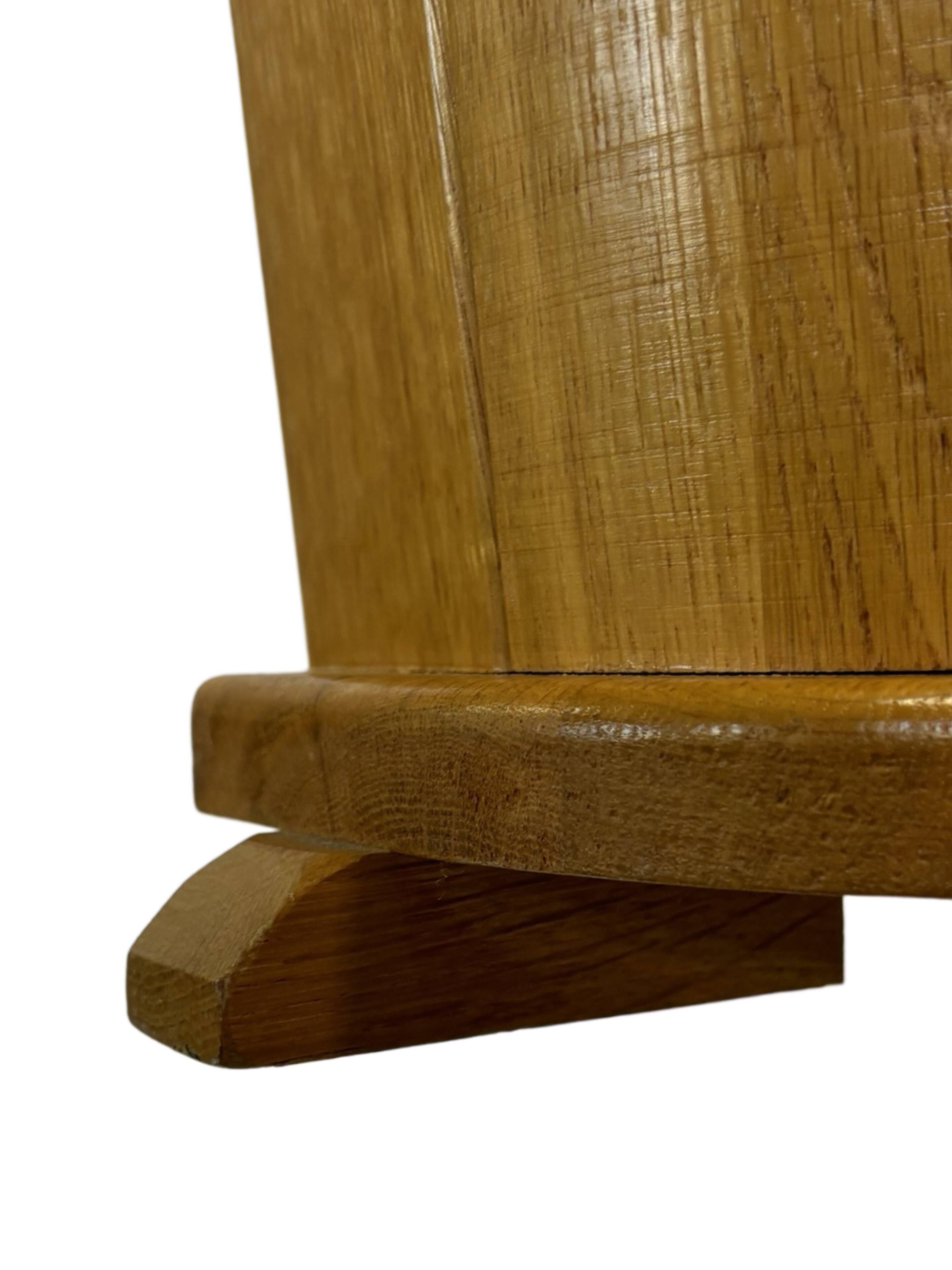 Vintage umbrella holder in oak basket storage design of the 1960s minimalist design
