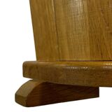 Vintage umbrella holder in oak basket storage design of the 1960s minimalist design