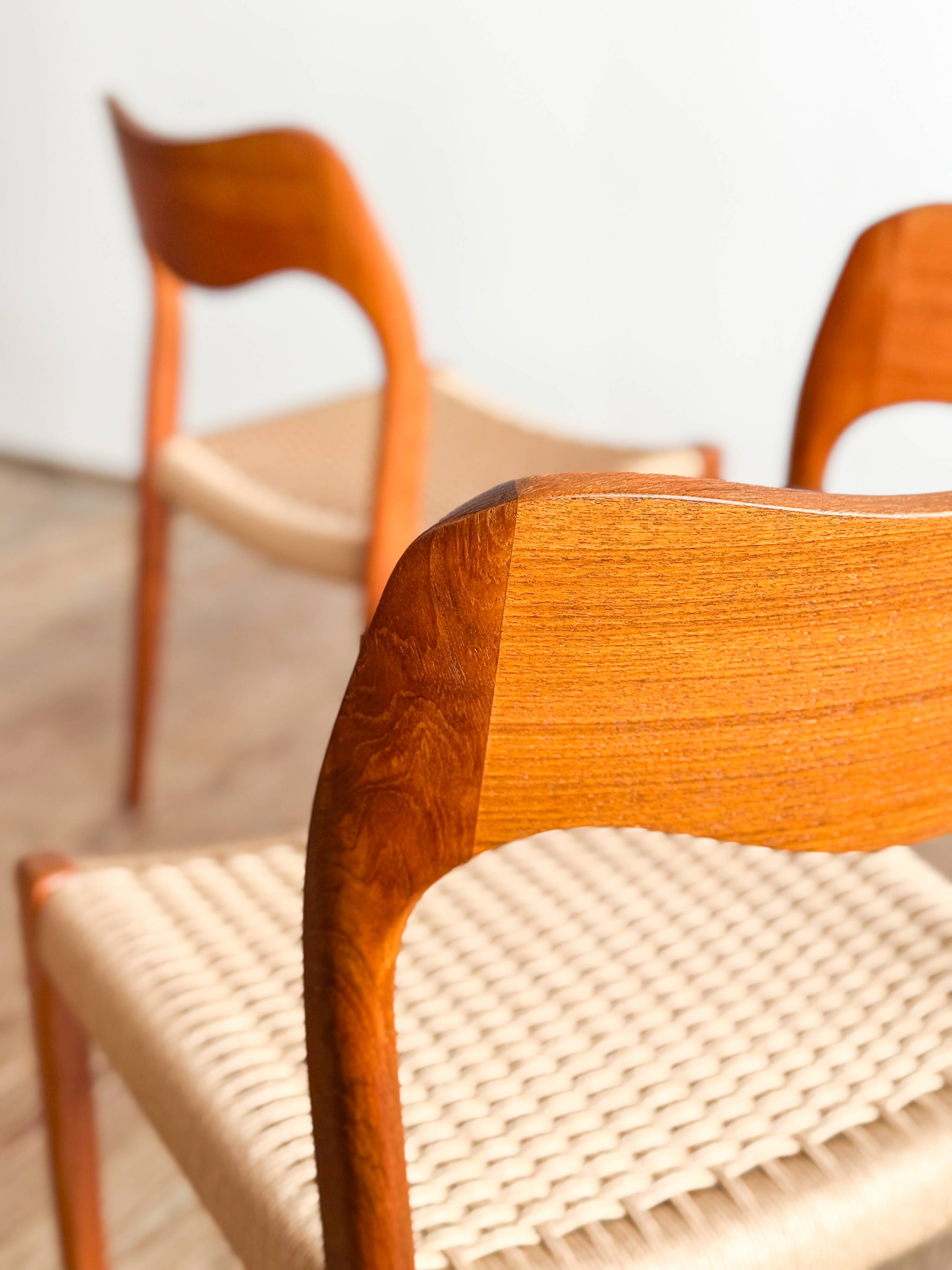 Set of 4 chairs 71 in teak by Niels O. Møller, JL Moller, Mid Century