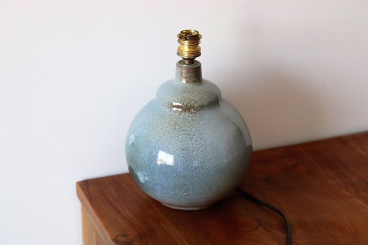 Pied de lampe boule en céramique bleue