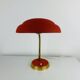 1950s desk lamp, red metal and brass