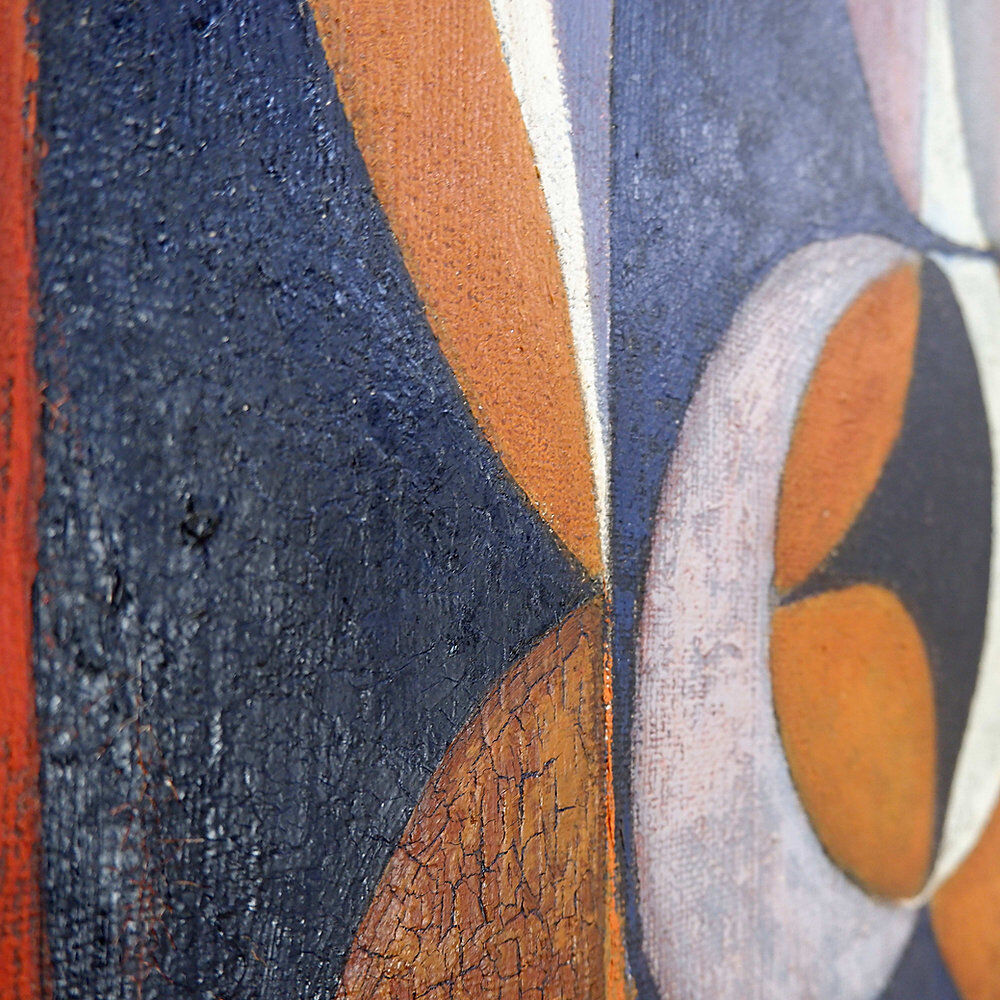 Abstract oil painting on canvas by gelper mon (belgium 1930)