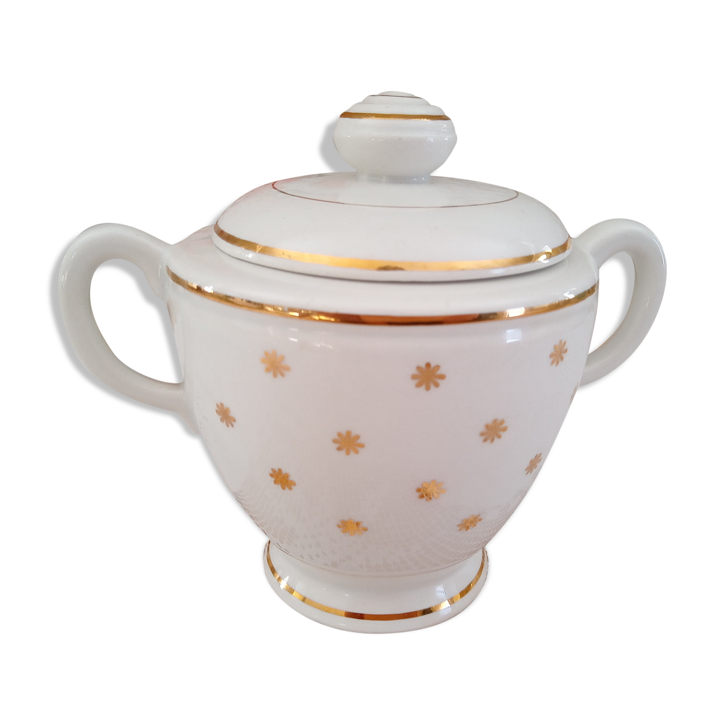 Sugar Lunéville KG France white decoration gold stars