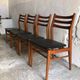 Lot de 4 chaises bois et simili cuir noir, chaise scandinave, chaise bois