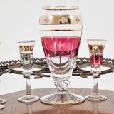 Table d’appoint, meuble bar ancien avec service en verre, Italie