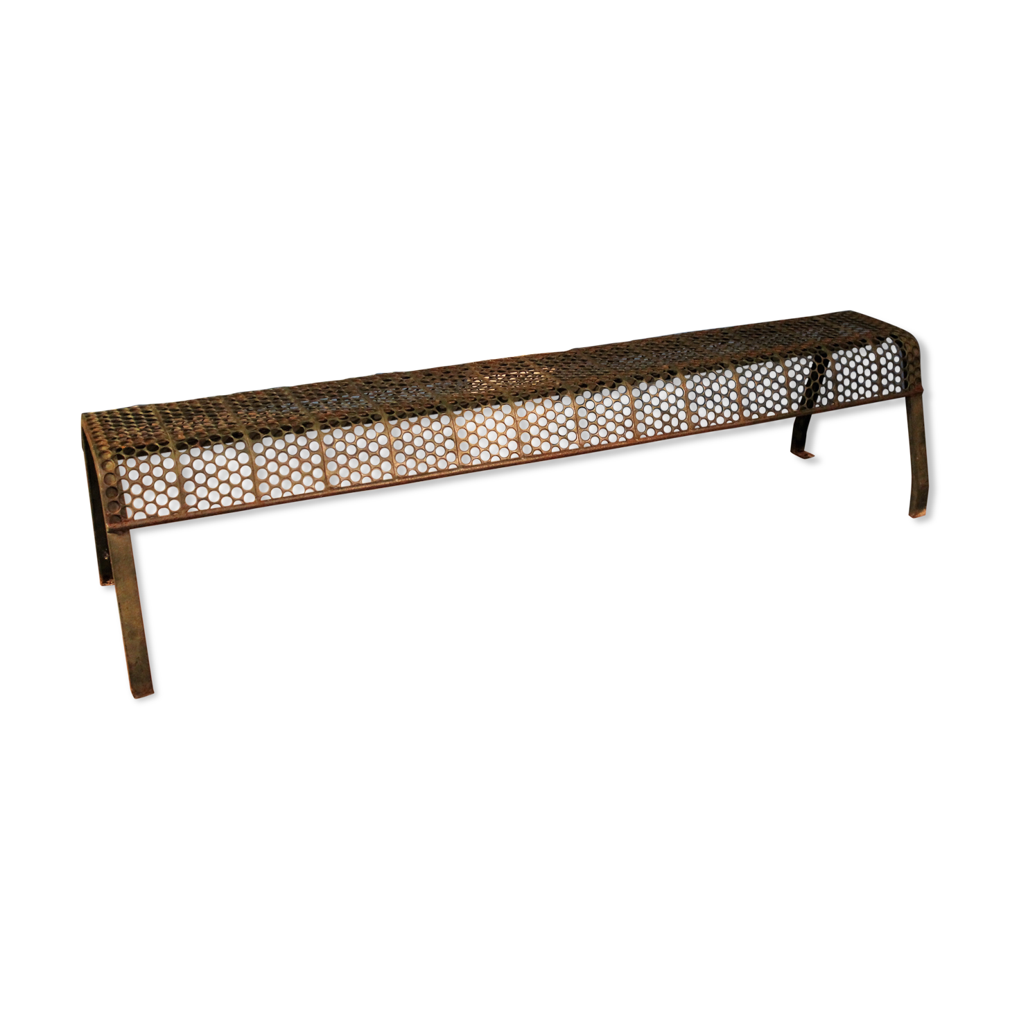 1950s perforated metal bench