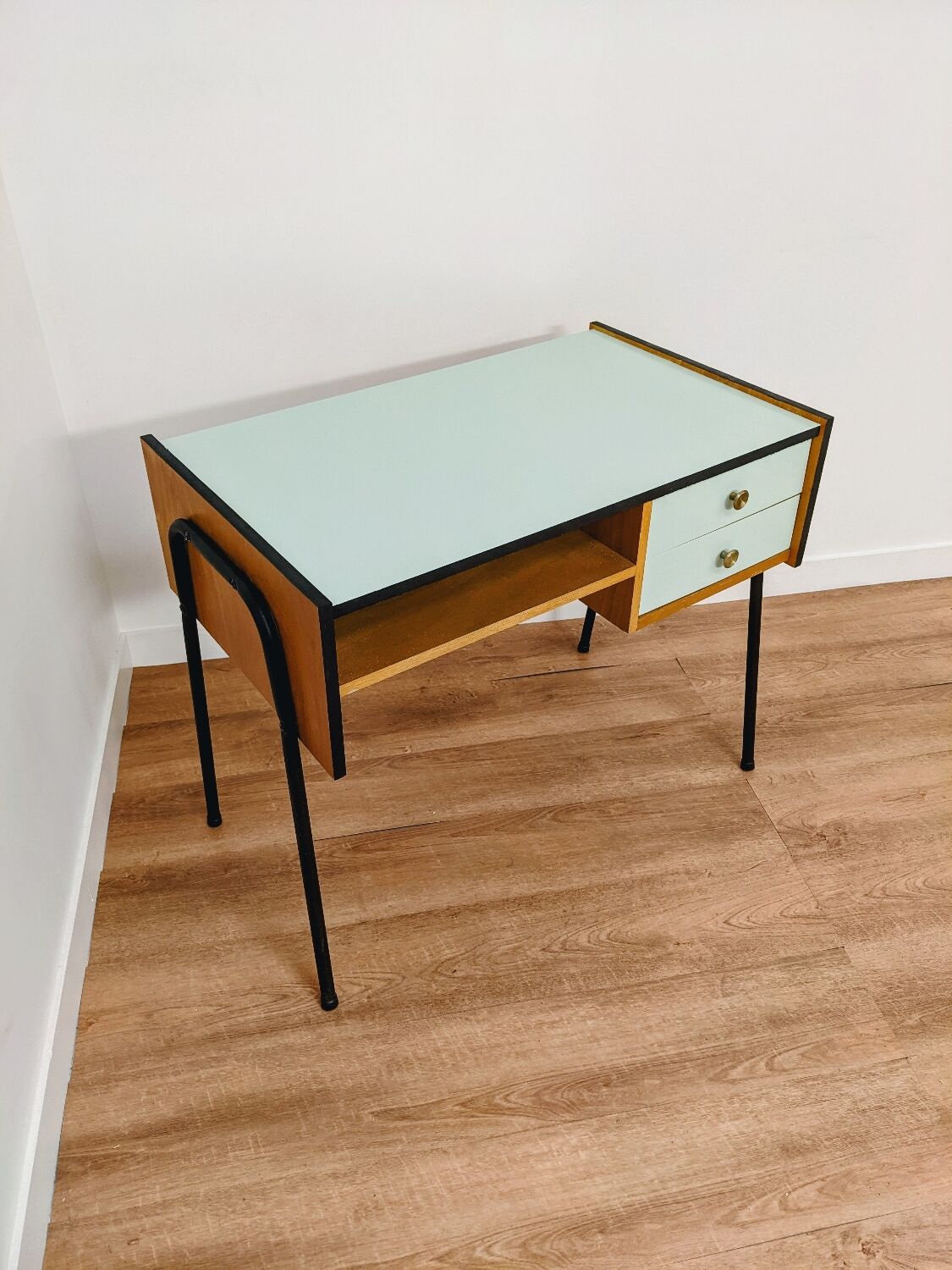 Vintage Scandinavian-style wooden desk