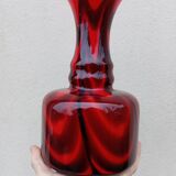 Red/black blown opaline glass vase Empoli 1970 Pop'art style