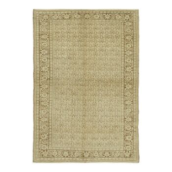 Handmade turkish unique 1980s 206 cm x 300 cm beige wool carpet