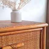 Vintage rattan chest of drawers circa 70s