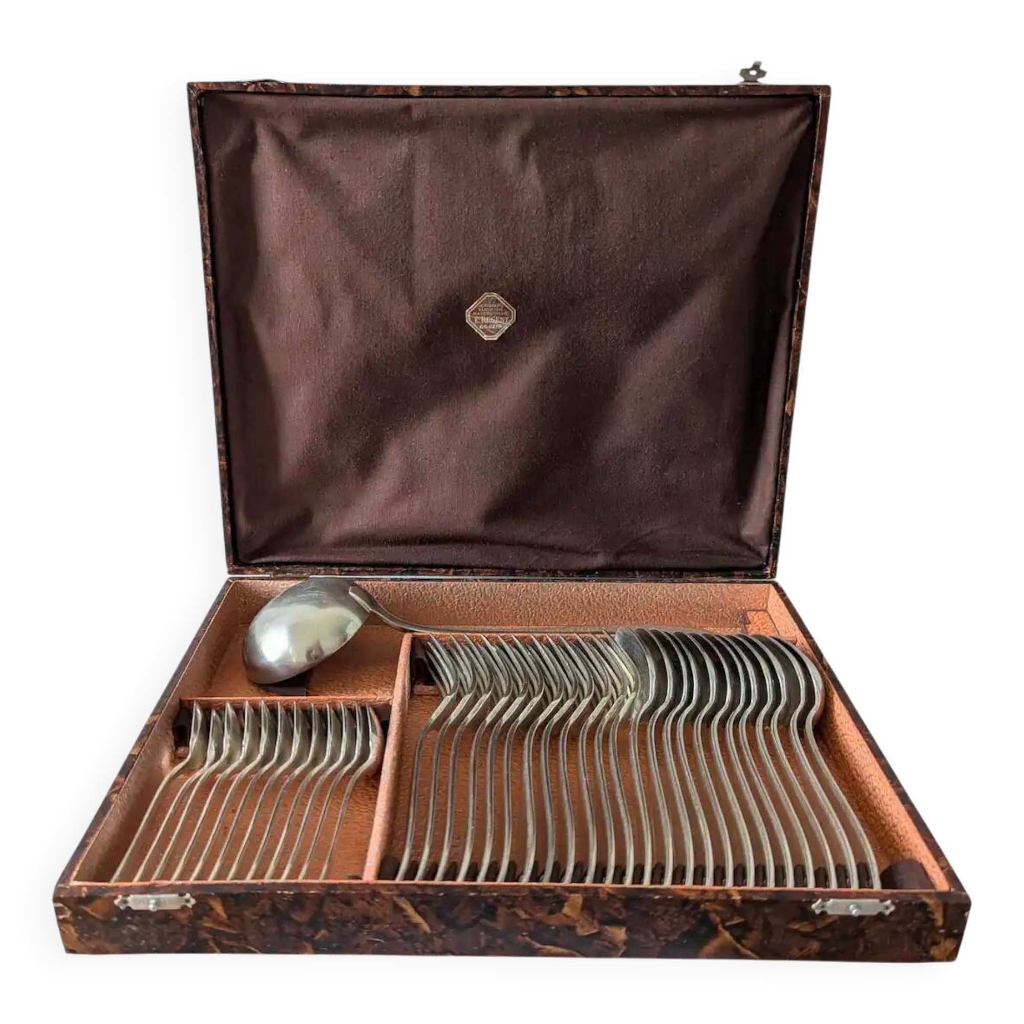 Antique Apollo silver-plated cutlery set 84g – Art Deco 37 pieces