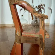 Large antique church bench 268 cm - Unique piece with flaking patina