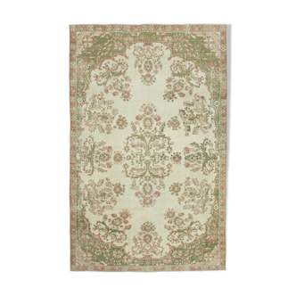 Tapis beige turc antique noué à la main 204 cm x 310 cm