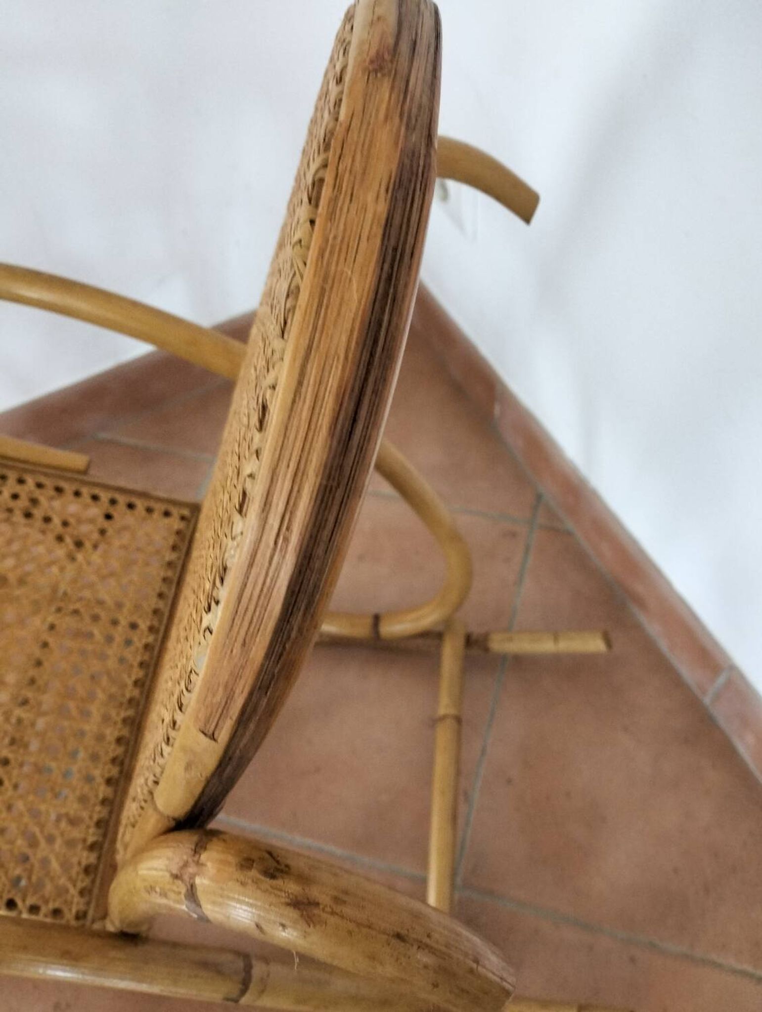 Child's rocking chair in bamboo and cane