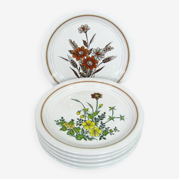 6 petites assiettes à dessert en grès blanc - décor floral - Country Charm Collection