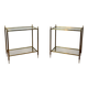 Pair of Side Tables with Two Brass and Glass Tops. Made in France.