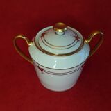 Paillet Limoges - large porcelain sugar pot art deco gilded décor