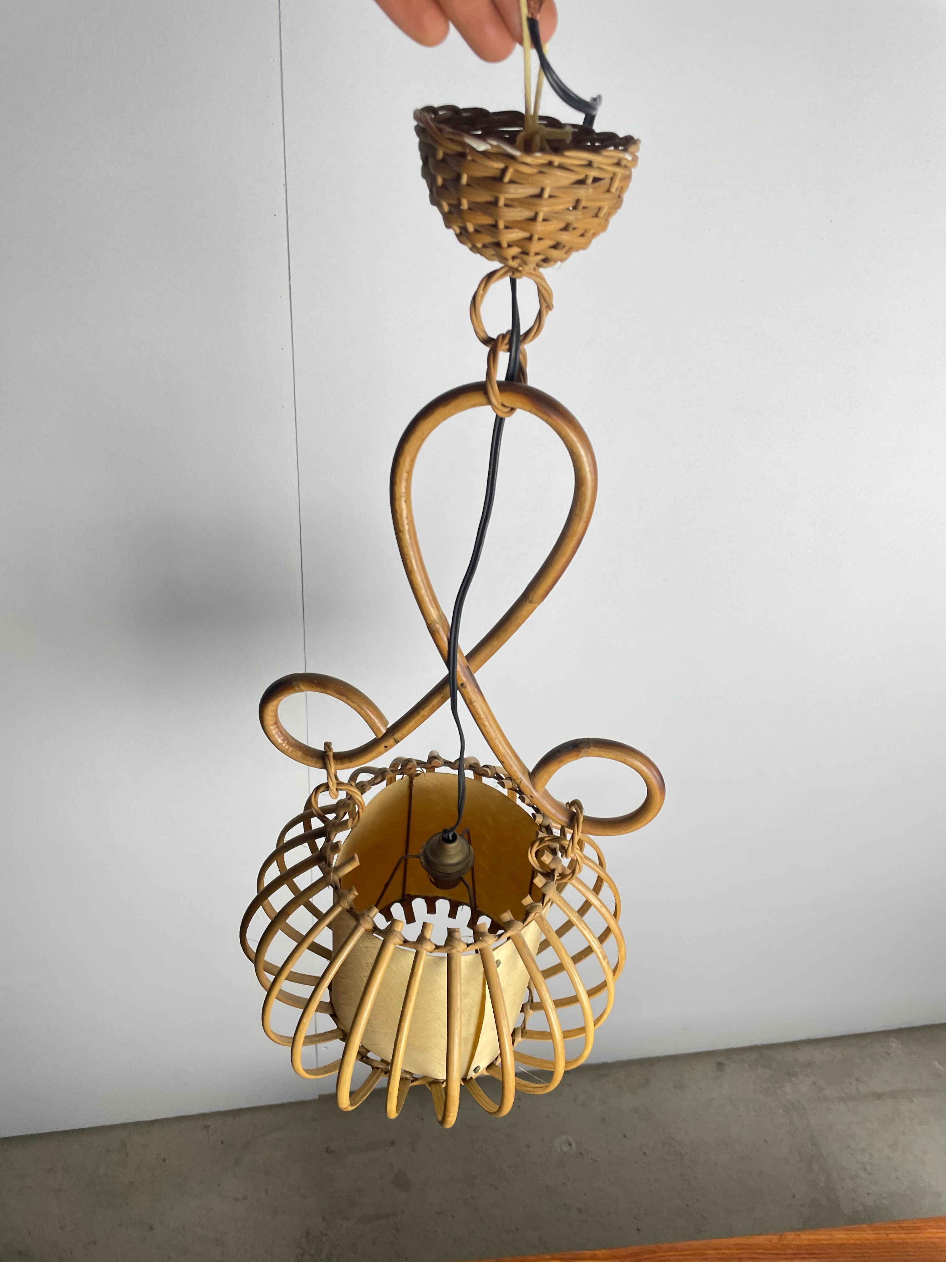 Vintage rattan suspension, 1950