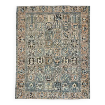 1970s Vintage Persian Handmade Wool Cotton Light Brown Area Rug 272x338