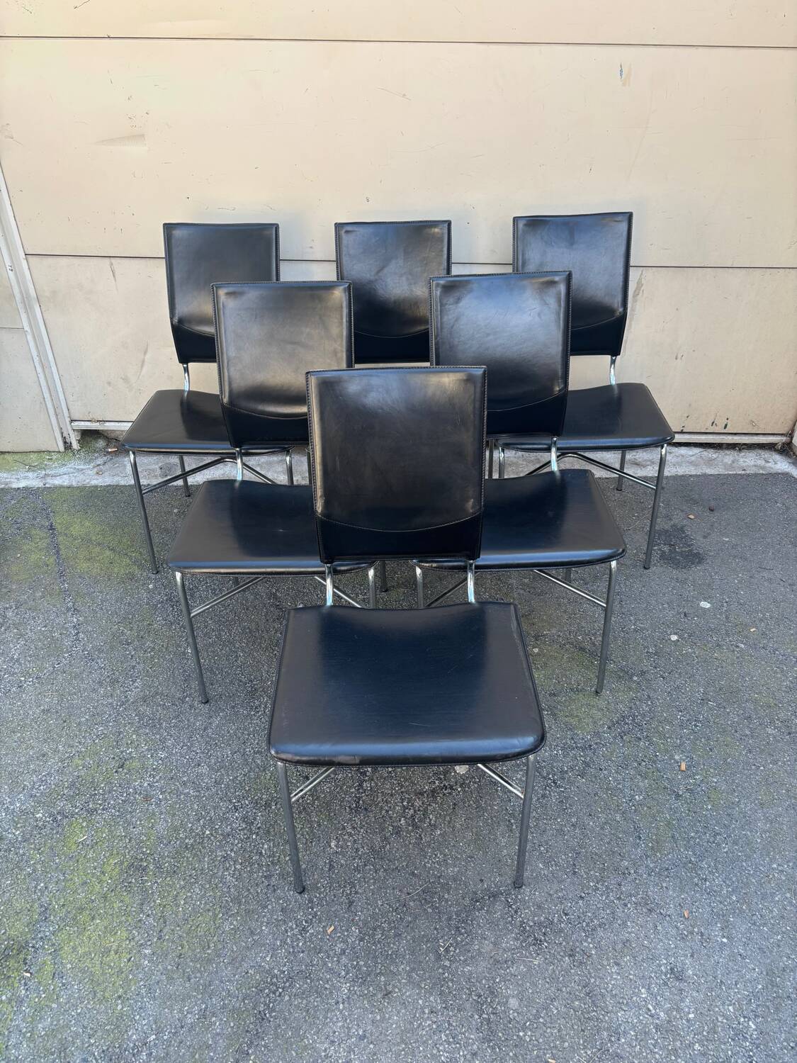 Set of 6 Matteo Grassi leather chairs