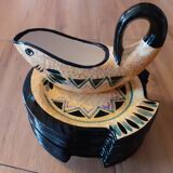 Saint Jean de Bretagne / Service à poissons 13 pièces décor main