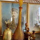 Vintage amber textured glass decanter