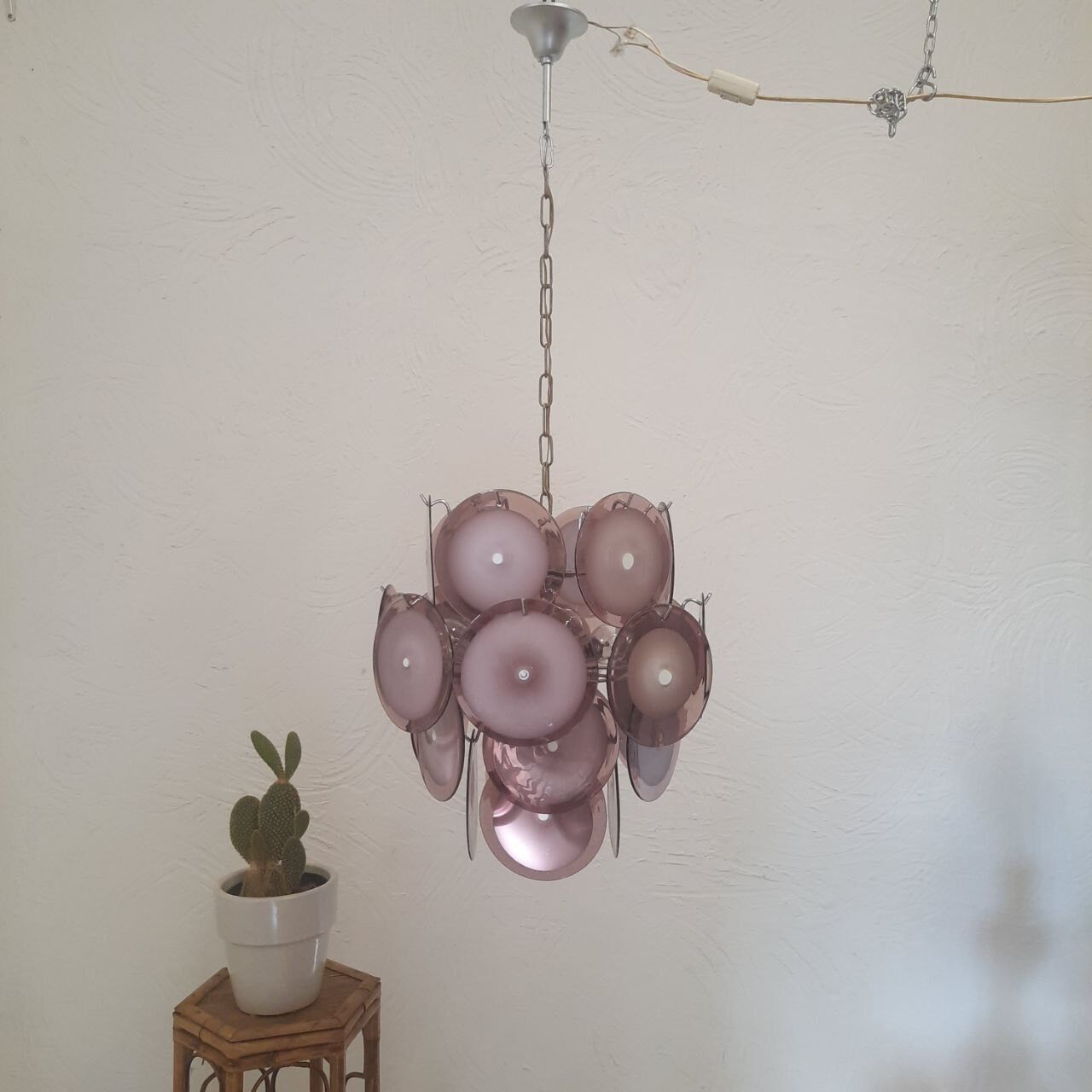Murano Chandelier - Polychrome Glass - Vistosis 60s. Delicate and very fine