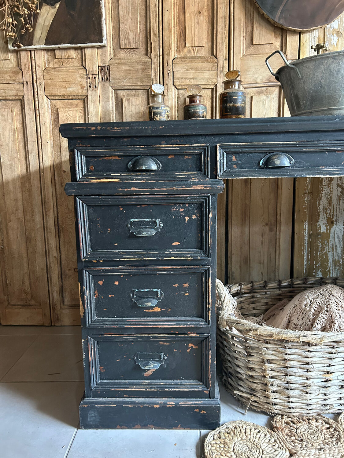 Antique desk, washbasin unit