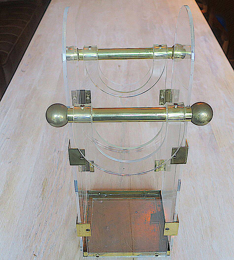 Umbrella stand in brass and clear lucite / plexiglass, 1960s