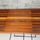 Vintage brutalist bench in solid teak with slats – 1970s