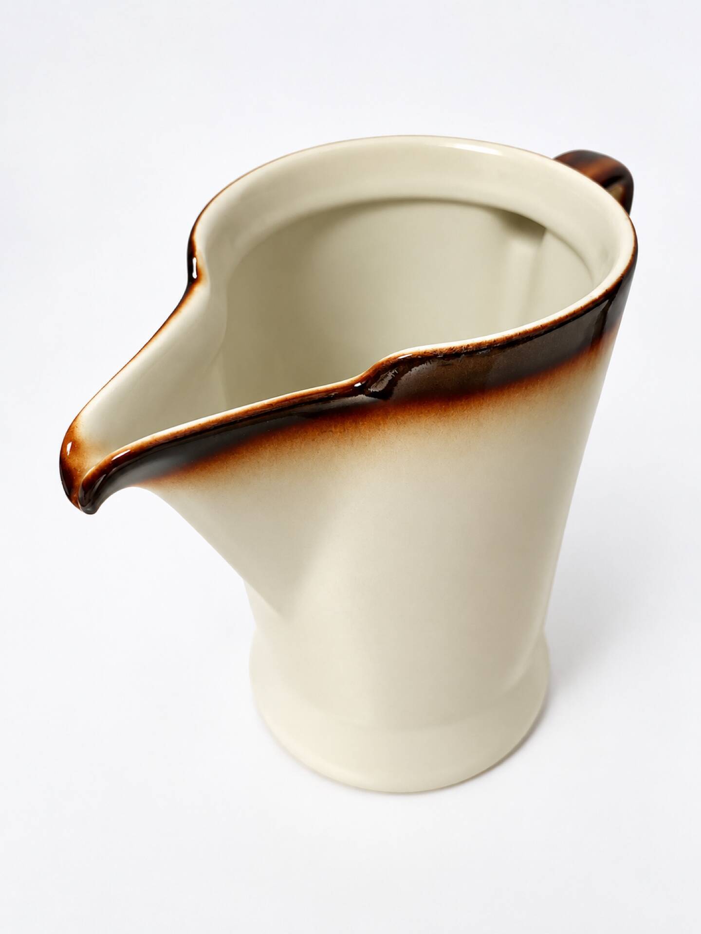 Vintage ceramic jug in ivory and brown – 1960s/70s