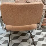 Office chair sled chrome and tweed