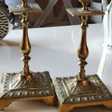 Paire de bougeoirs flambeaux antiques, style rocaille/baroque, XIXème