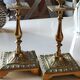 Paire de bougeoirs flambeaux antiques, style rocaille/baroque, XIXème