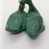 Deux canards verts et dorés en laiton