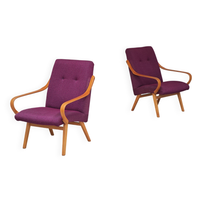 Paire de fauteuils 6953 violet par Jaroslav Smidek pour TON (Thonet)