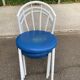 Vintage bistro garden chair in white tubular steel and blue leather from the 1980s.