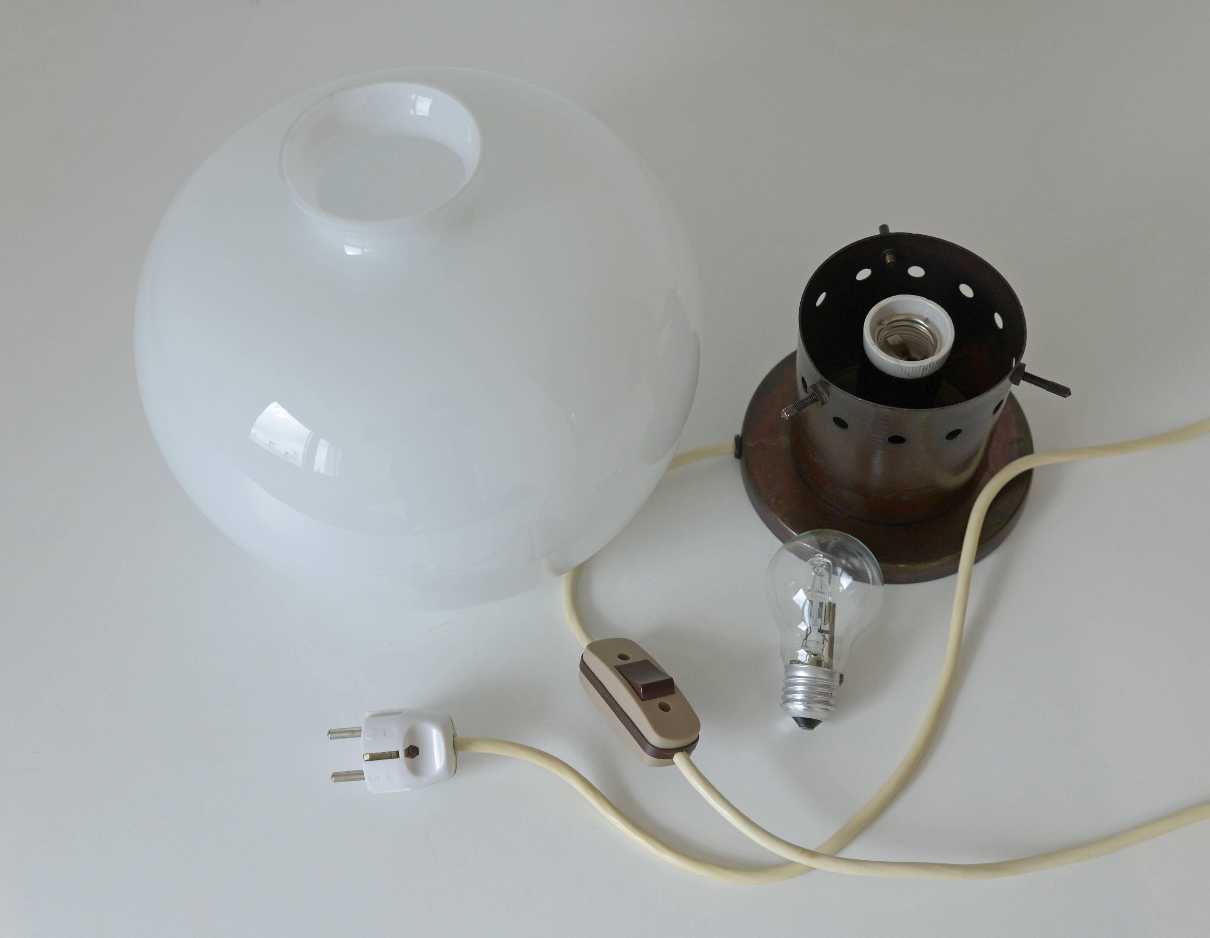 Vintage copper floor lamp brutalist mid century modern mushroom table light