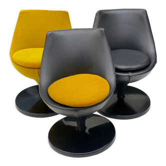 Lot de 3 fauteuils Polaris par Pierre Guariche